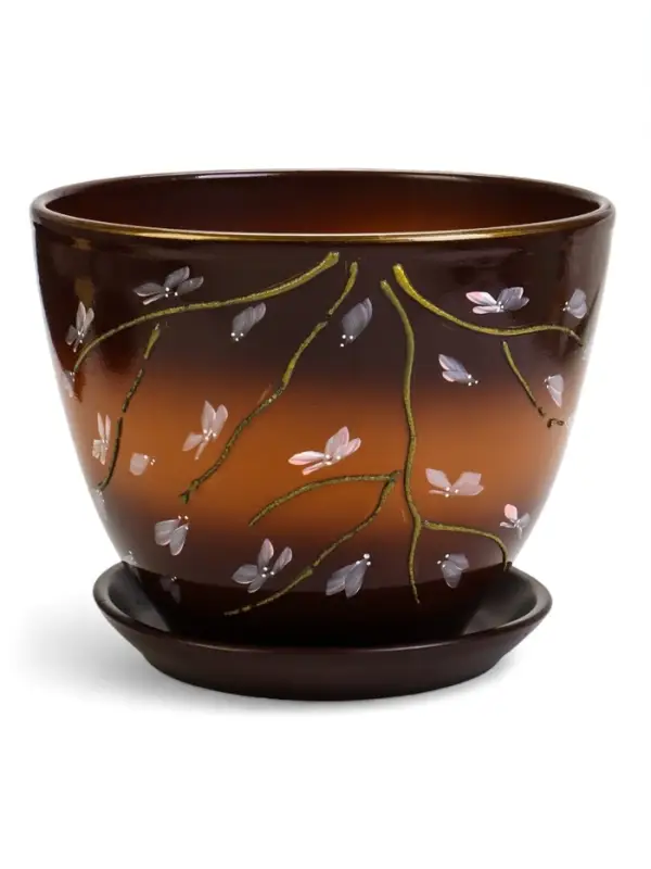 Горшок цветочный поддоном 8 л, керамика, Миндаль (М) Горшок цветочный поддоном 8 л, керамика, Миндаль (М)