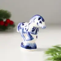 Сувенир Конь Старт, 6х8х8 см, гжель