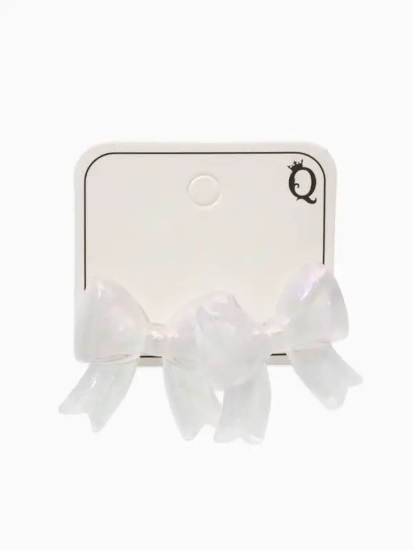 Серьги пластик &laquo;Бантик&raquo;, перламутровый, белые, радужные