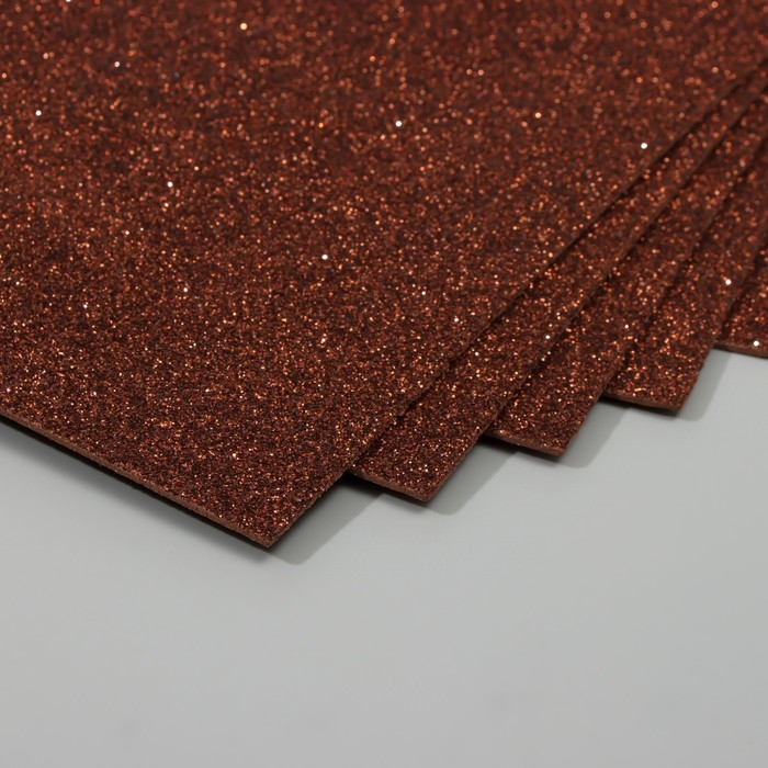 Набор глиттерного фоамирана (5 листов) 2 мм, 20х30 см, коричневый Набор глиттерного фоамирана (5 листов) 2 мм, 20х30 см, коричневый