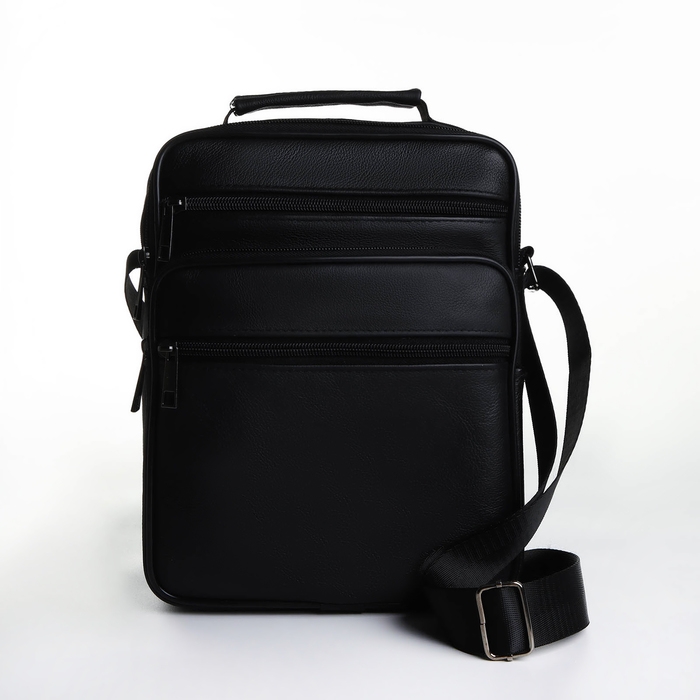 Сумка мужская на молниях, длинный ремень, цвет чёрный Сумка мужская на молниях, длинный ремень, цвет чёрный