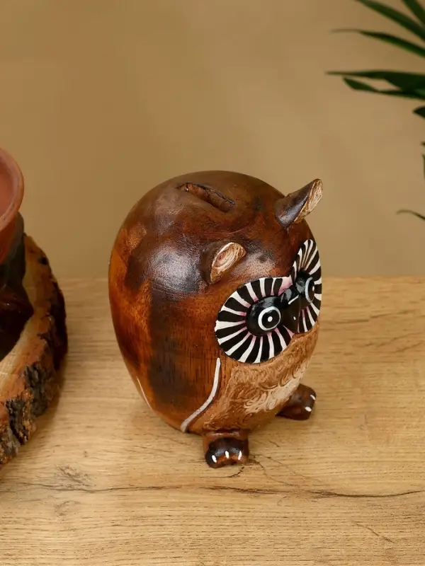 Копилка "Совенок" дерево 10х10х13 см