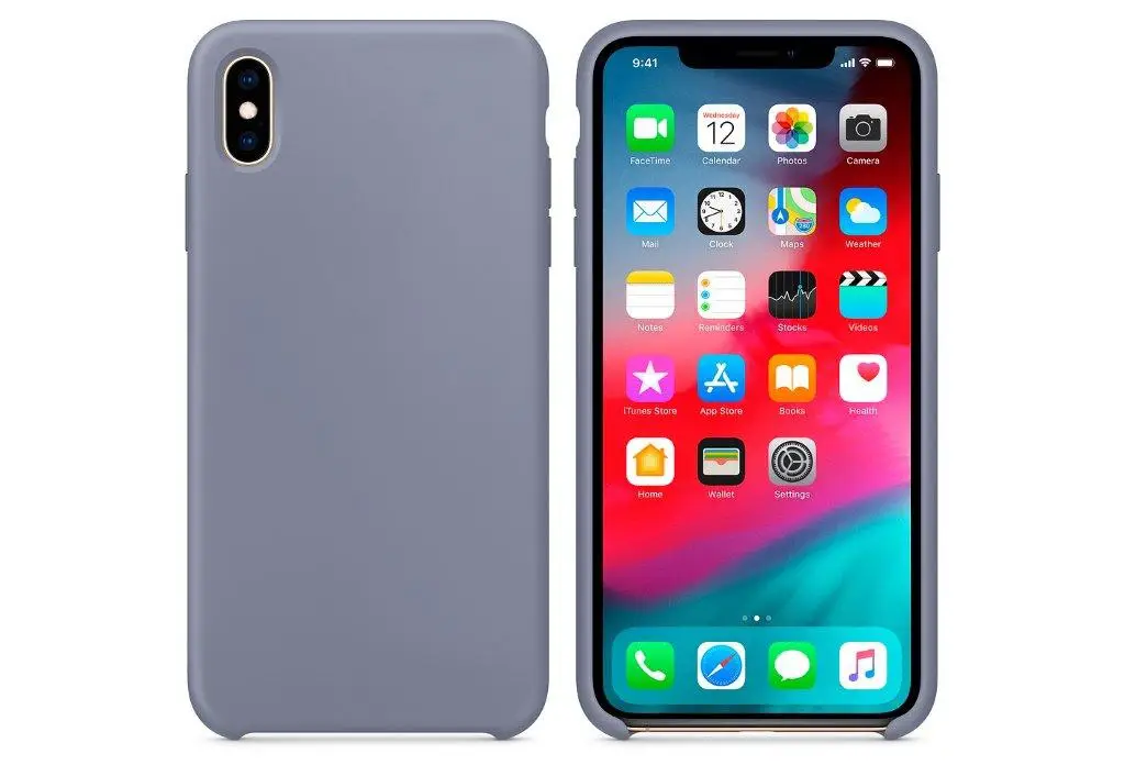 Чехол Iph XS Max Silicon Case 100% ORG Lavander Gray (c LOGO)