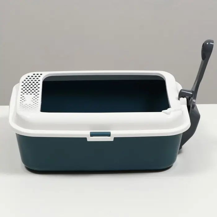 Туалет для кошек &laquo;Сима&raquo; FIX, 30&times;39&times;13.5 с, с бортом и совком, пластик, совок МИКС, серый