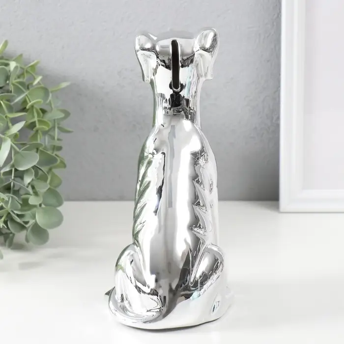 Копилка для денег &laquo;Пёсик серебристый&raquo;, керамика, 11.5&times;9.5&times;20.5 см