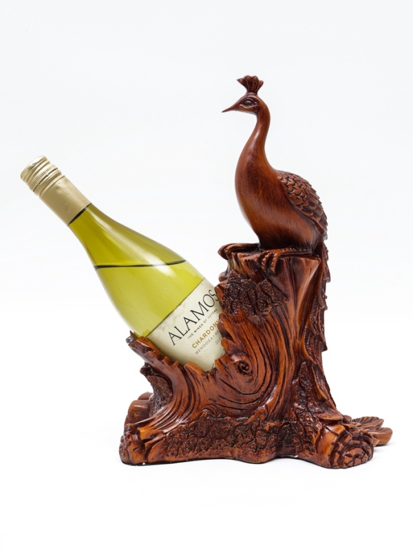 Подставка для бутылки  Подставка для бутылки "Павлин" под дерево, 23х15х33см