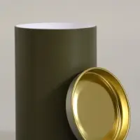 Тубус 73&times;110 мм (90 мм внутренняя высота), картон, хаки, металлическая крышка