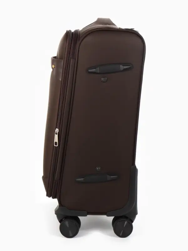 Чемодан на колёсах TEXTURA, текстильный, кодовый замок, с увеличением, 36&times;25&times;58 см, 20", коричневый