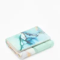 Кошелёк женский на кнопке, 10&times;1.5&times;8 см, с принтом, зелёный/бирюзовый