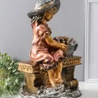 Фигура гипс &laquo;Девочка на скамейке&raquo;, бронза, 46&times;31&times;22 см