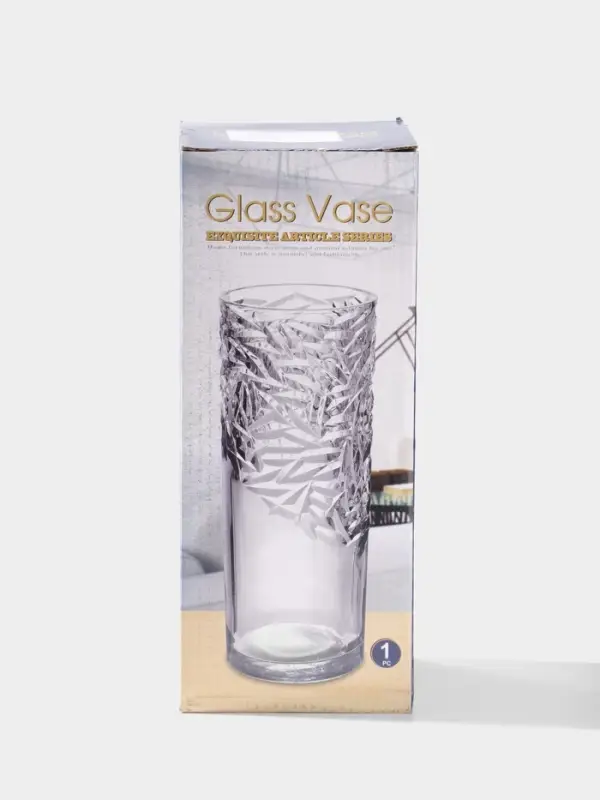 Ваза для цветов &laquo;Милагрос&raquo;, узоры низ, 24&times;10 см, стекло, прозрачная