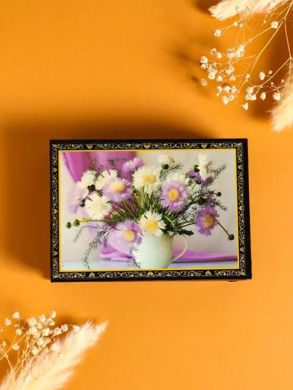 Шкатулка «Цветы в кувшине», 10×14 см, лаковая миниатюра