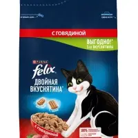 Сухой корм Felix &laquo;Двойная вкуснятина&raquo; для кошек, говядина, 3 кг