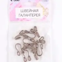 Крючок для верхней одежды, в оплётке, 5 шт., 3.5&times;1.2 см, серый