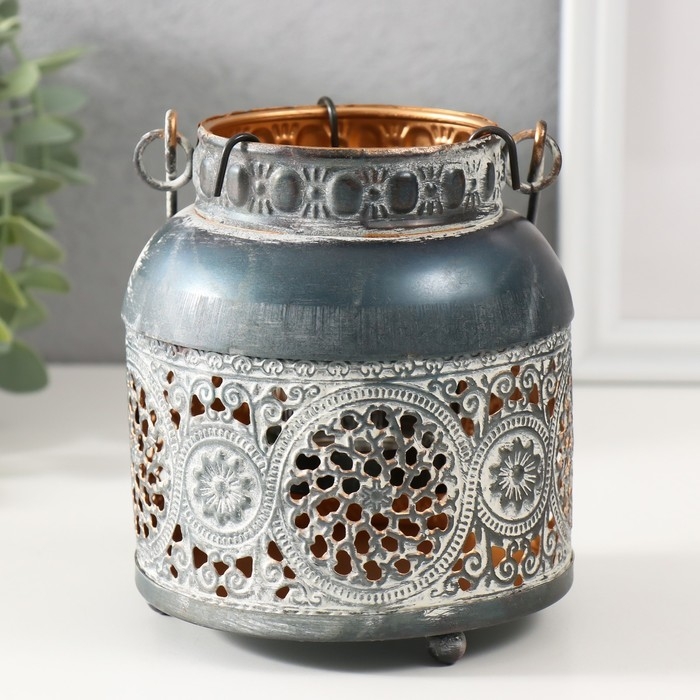 Подсвечник металл на 1 свечу Подсвечник металл на 1 свечу "Восточное цветение" d=3,7 см 11,5х11,5х13 см