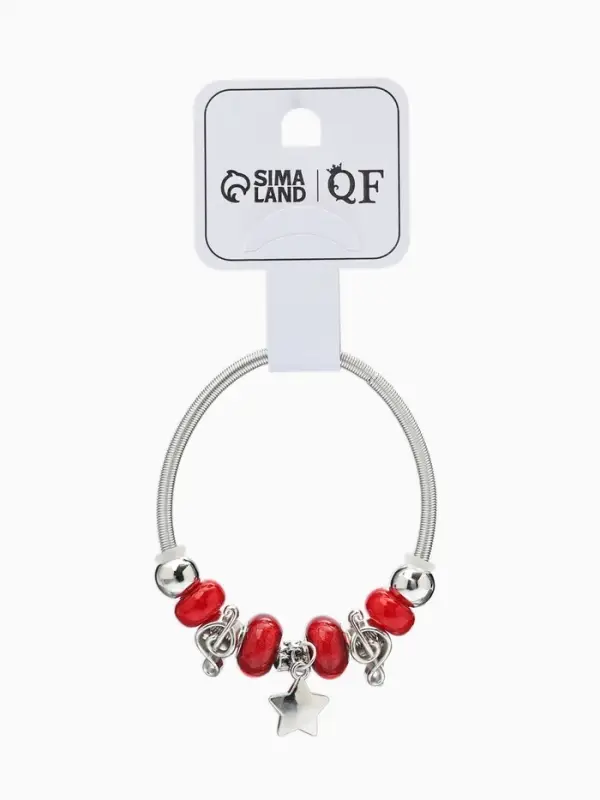 Браслет с шармами &laquo;Марджери&raquo;, звезда, красный в серебре, d=6.5 см