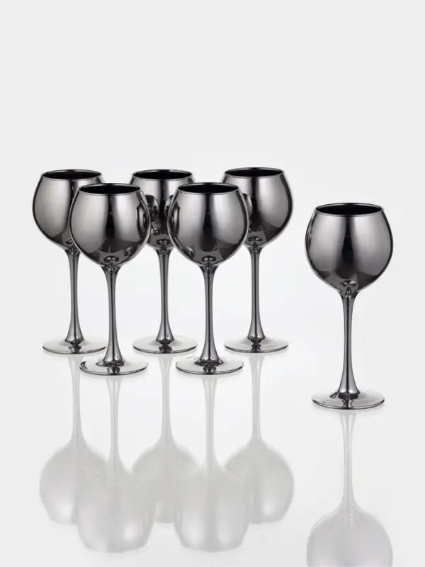 Набор бокалов для вина &laquo;Серебро&raquo;, 280 мл, 6 шт., цвет серебряный
