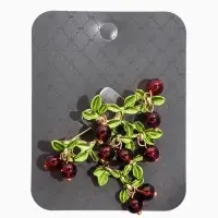 Брошь "Куст Вишни", цвет бордово-зелёный в золоте Брошь "Куст Вишни", цвет бордово-зелёный в золоте