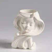 Ваза &laquo;Девушка с длинными волосами&raquo;, 6&times;8&times;9 см, гипс, белая
