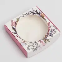 Коробка для макарун с низкими бортами, кондитерская упаковка, &laquo;Нежность&raquo;, 11х 11х 3 см