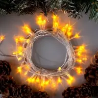 Гирлянда &laquo;Нить&raquo; 5 м, IP20, прозрачная нить, 50 LED, 8 режимов, 220 В, свечение жёлтое