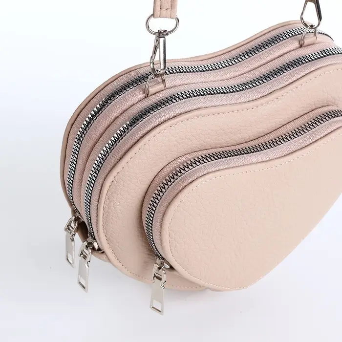 Сумка женская кросс-боди на молнии, в форме сердца, 20&times;5&times;16 см, бежевая
