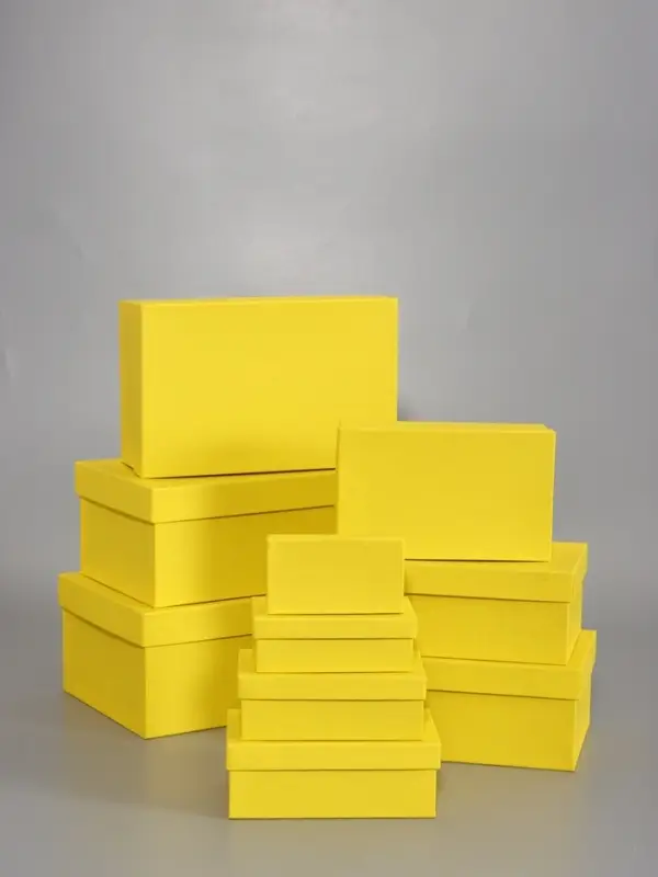 Набор подарочныйх коробок 10 в 1, прямоугольная, желтая, 30 х19 х 12 - 12 х 6,5 х 4 см