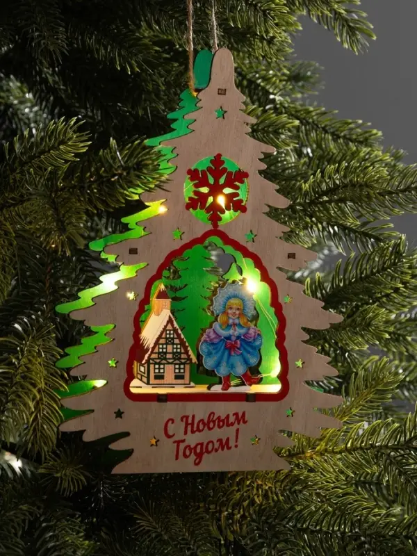 Подвеска световая &laquo;Снегурочка&raquo;, 16&times;3&times;22.5 см, 6 LED, от батареек, свечение тёплое белое