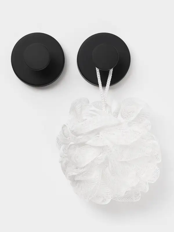 Набор крючков металлических на вакуумной присоске 2 шт, цвет черный