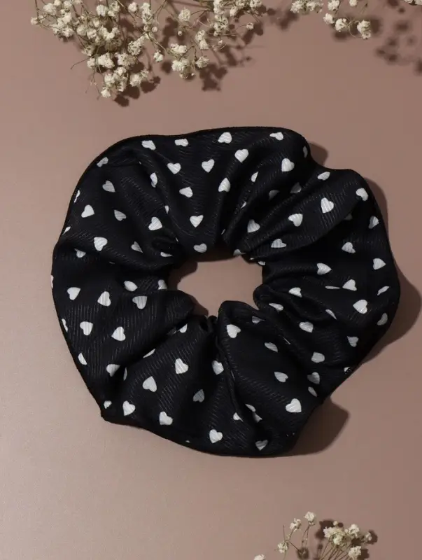 Резинка для волос "Орбита гранд" сердца, 15 см, бело-чёрный