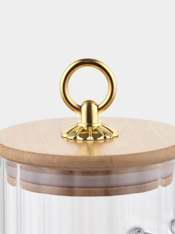 Сахарница BellaTenero, 500 мл, 8&times;8&times;10.4 см, с бамбуковой крышкой, держателем для ложки, стекло, прозрачная