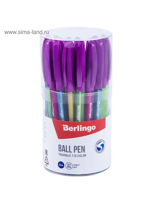 Ручка шариковая Berlingo. Triangle 110 Color, синий стержень, узел 0.7 мм, резиновый упор, МИКС