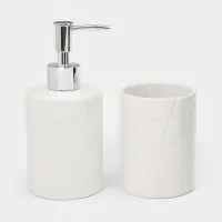 Набор для ванной "Fantasy", 2 предмета (дозатор для мыла, стакан), цвет белый