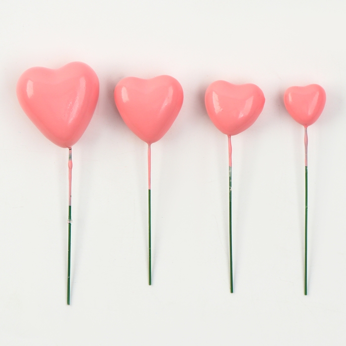 Набор топперов «Сердечки», 12 см, цвет розовый Набор топперов «Сердечки», 12 см, цвет розовый