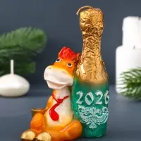 Свеча фигурная "Лошадка с шампанским" 6х6х12,5 см, цв. золотой