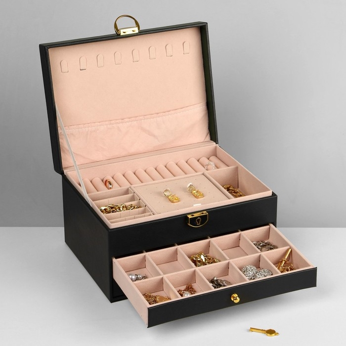 Подставка для украшений Queen fair «Шкатулка» 3 яруса, 23×17×13 см, цвет чёрный Подставка для украшений Queen fair «Шкатулка» 3 яруса, 23×17×13 см, цвет чёрный