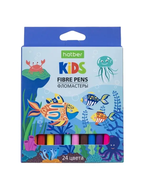 Фломастеры 24цв, Hatber, ЭКО, Африка, карт.уп, европодвес 78347
