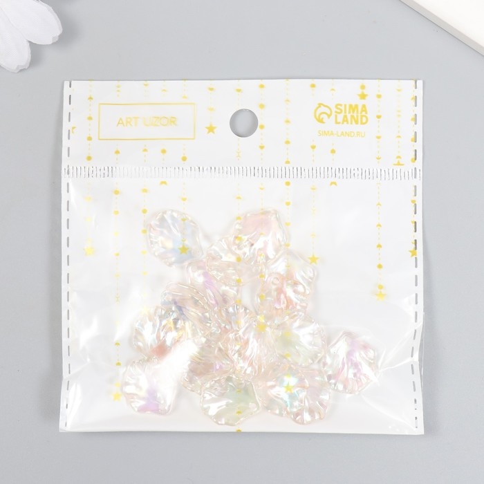 Бусины для творчества пластик Бусины для творчества пластик "Лепесток" набор 20 шт прозрачный перламутр 1,7х1,5 см