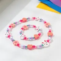 Набор детских украшений Выбражулька &laquo;Зайчик&raquo;, 2 предмета: бусы, браслет d=6 см разноцветный