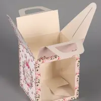 Коробка подарочная пасхальная с окном &laquo;Тюльпаны&raquo;, розовый, 15&times;15&times;18 см