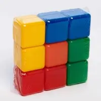 Кубики детские, пластиковые, цветные, 9 штук, 4&times;4 см