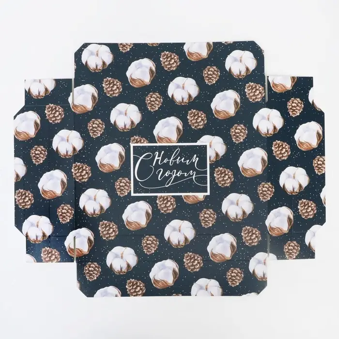 Коробка подарочная новогодняя складная «Новогодний хлопок», 30 х 20 х 9 см, Новый год Коробка подарочная новогодняя складная «Новогодний хлопок», 30 х 20 х 9 см, Новый год