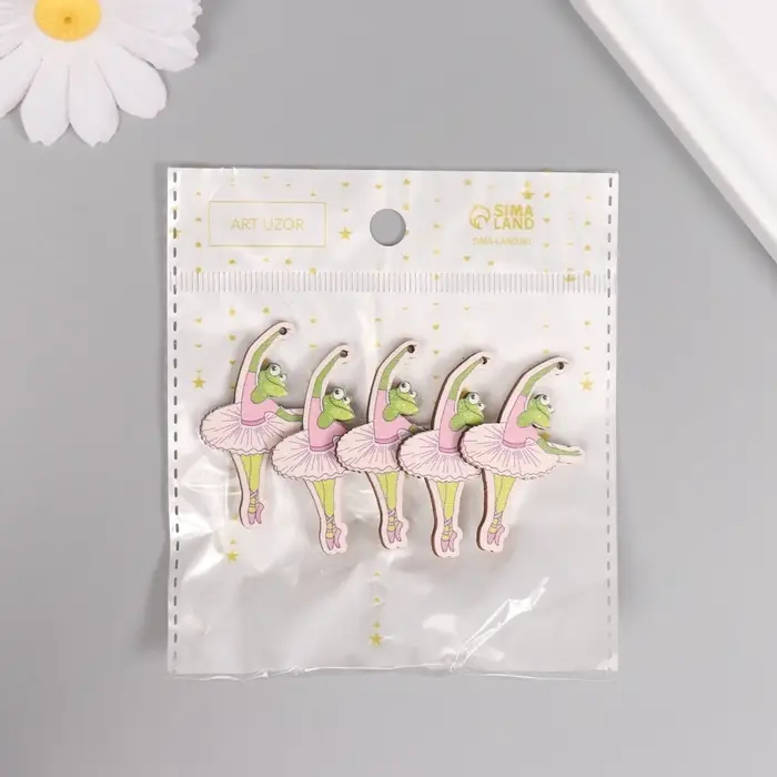 Декор для творчества дерево Декор для творчества дерево "Лягушка-балерина" 4,6х2,8х0,3 см