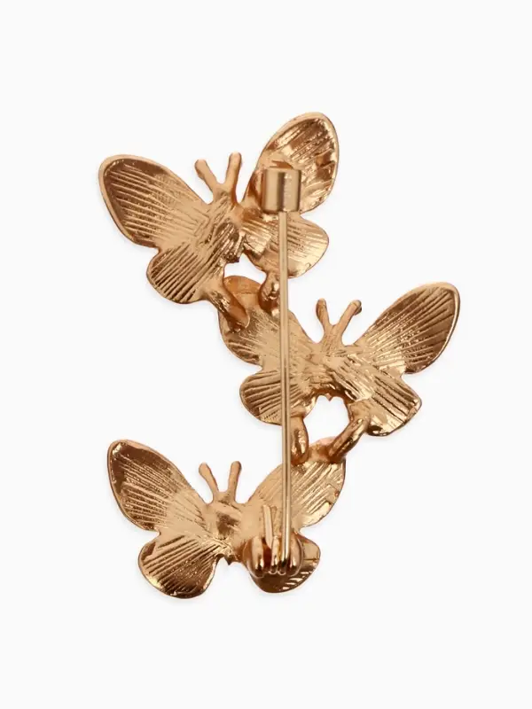 Брошь &laquo;Бабочки&raquo;, трио, цвет матовое золото