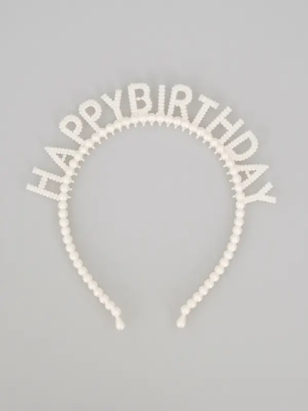 Ободок "Happy birthday" жемчужный