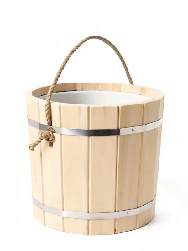 Ведро из липы, 15л,  пластиковая вставка, ручка-веревка