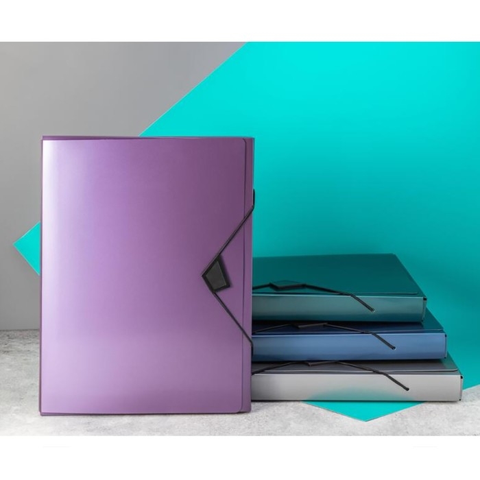 Папка на резинке А4, 800 мкм, Calligrata TOP  Папка на резинке А4, 800 мкм, Calligrata TOP "Mistral", корешок 40 мм, до 300 листов, сиреневый металлик