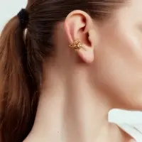 Серьга кафф &laquo;Таяние&raquo; два бублика, цвет золото
