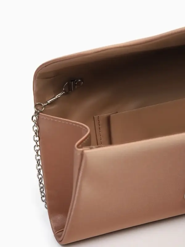 Сумка-клатч женская вечерняя на магните, на цепочке, однотонная, бежевая