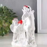 Фигурка гипс &laquo;Ангел на лошади и рядом&raquo;, 13.5&times;10&times;6.5 см, белый